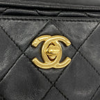 Chanel Shoulder Bag Quilted Lambskin Black Gold — view 8