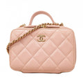 Chanel Vanity Bag Quilted Lambskin Pink Champagne Gold 2-Way