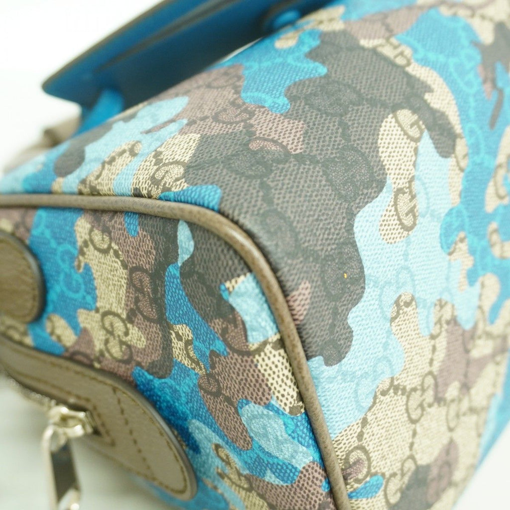 Gucci Handbag Camouflage Blue Brown Silver 2-Way — view 6