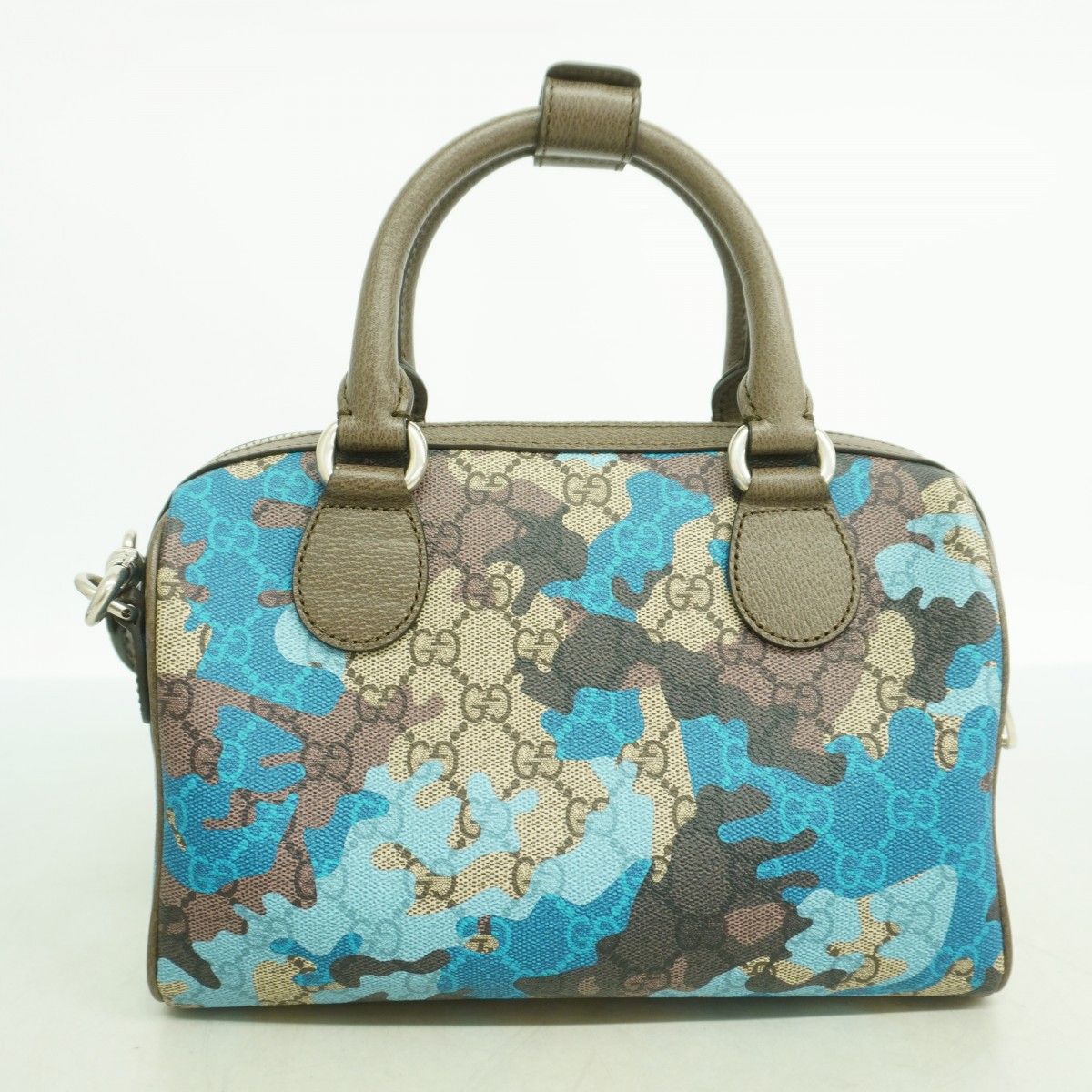 Gucci Handbag Camouflage Blue Brown Silver 2-Way — view 9