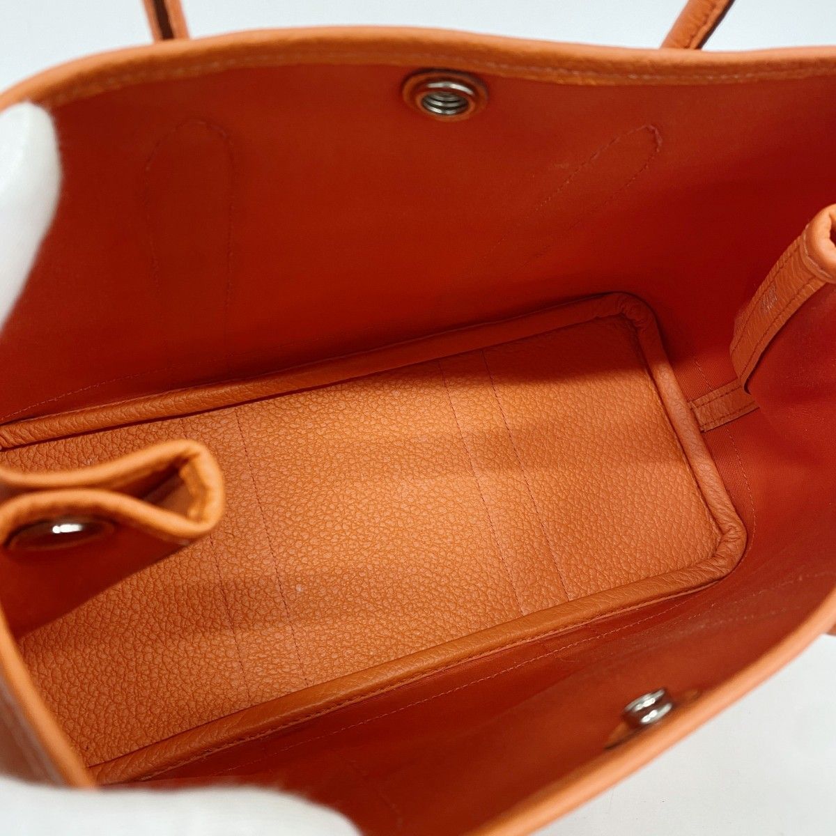 Hermes Tote Garden Party TPM Toile Officier Orange Capucines Silver — view 4