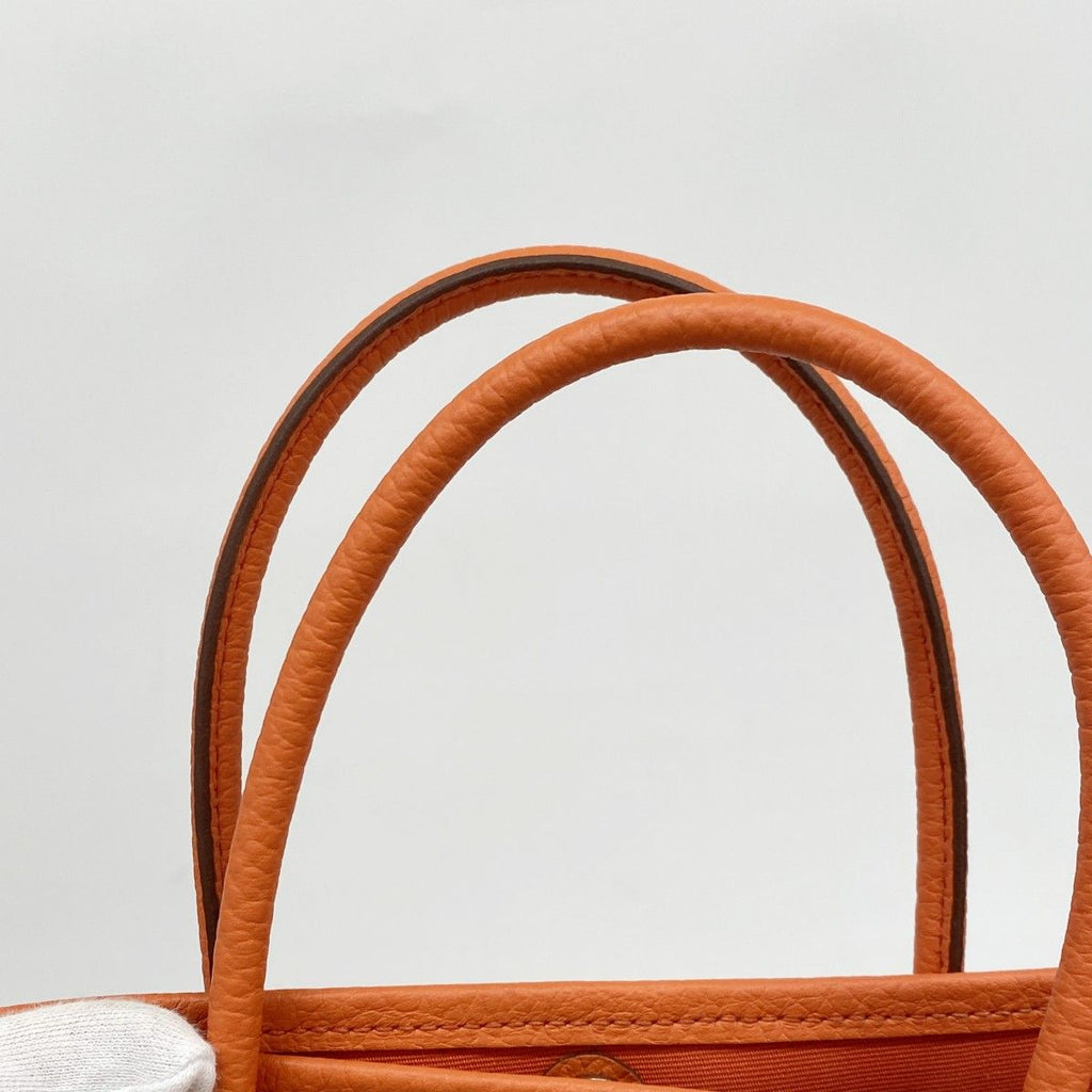 Hermes Tote Garden Party TPM Toile Officier Orange Capucines Silver — view 9
