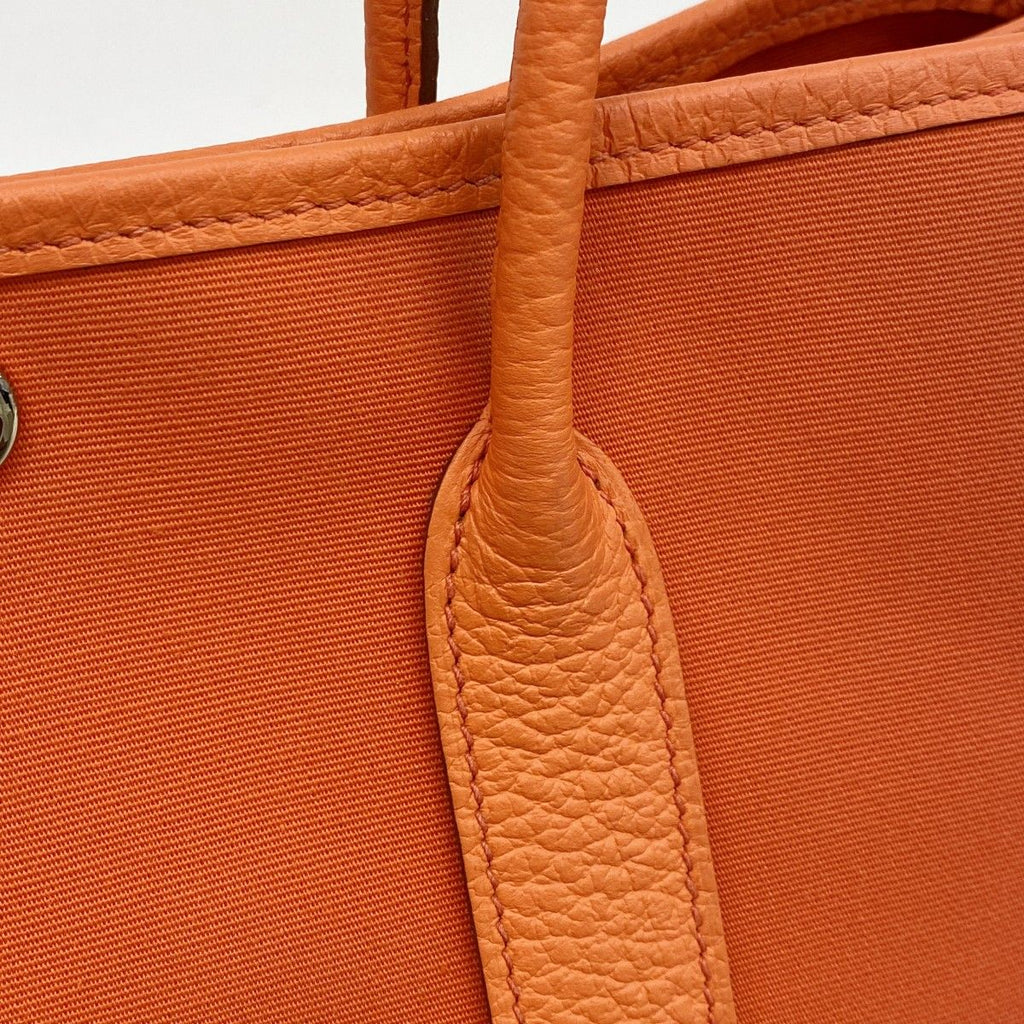 Hermes Tote Garden Party TPM Toile Officier Orange Capucines Silver — view 8
