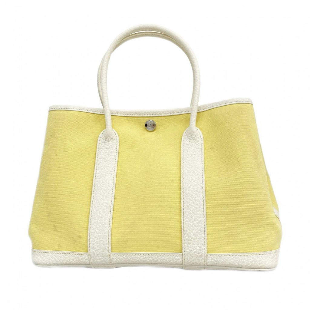 Hermes Tote Garden Party TPM Toile Officier Yellow Silver