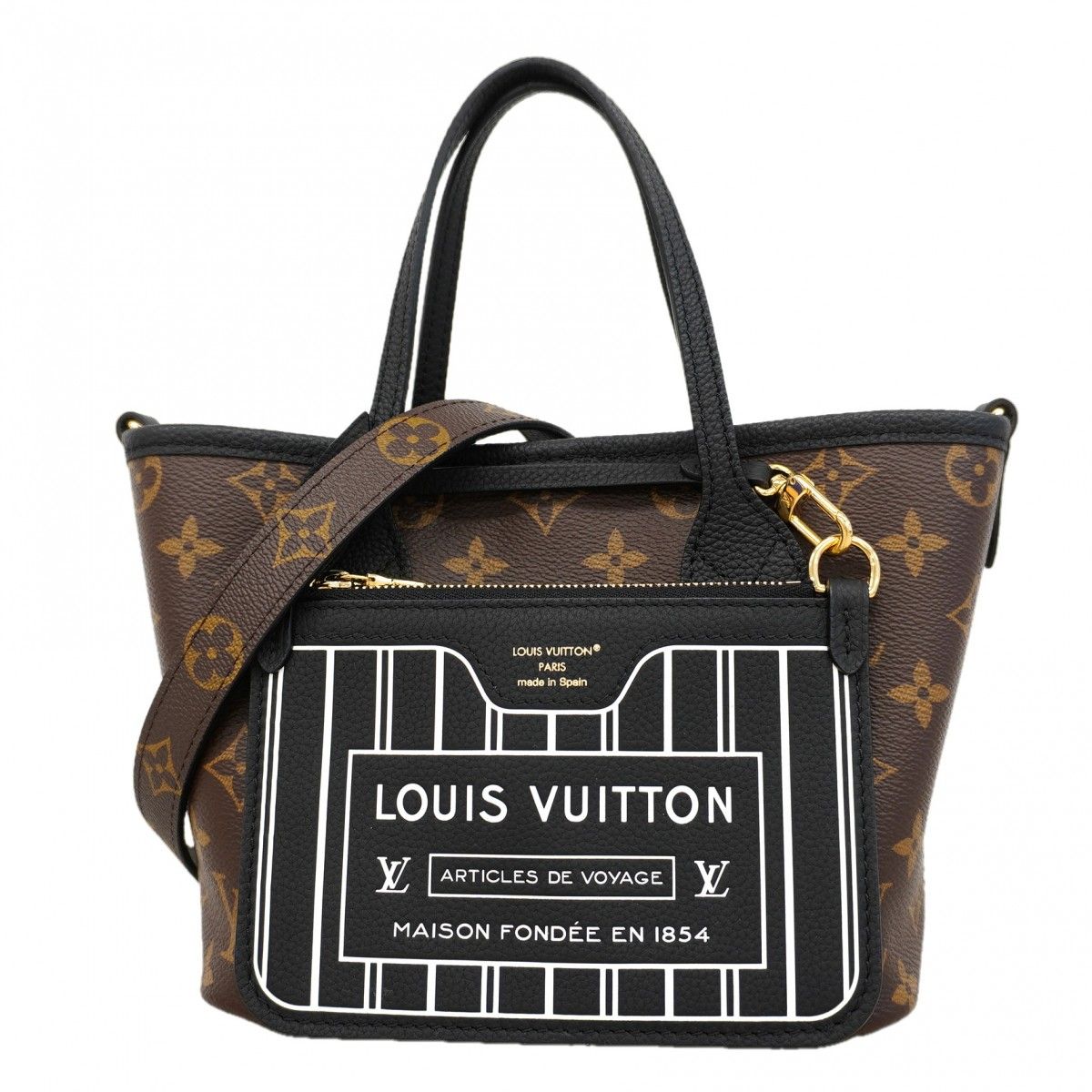 Louis Vuitton Handbag Monogram Neverfull Inside Out BB Brown Noir 2-Way