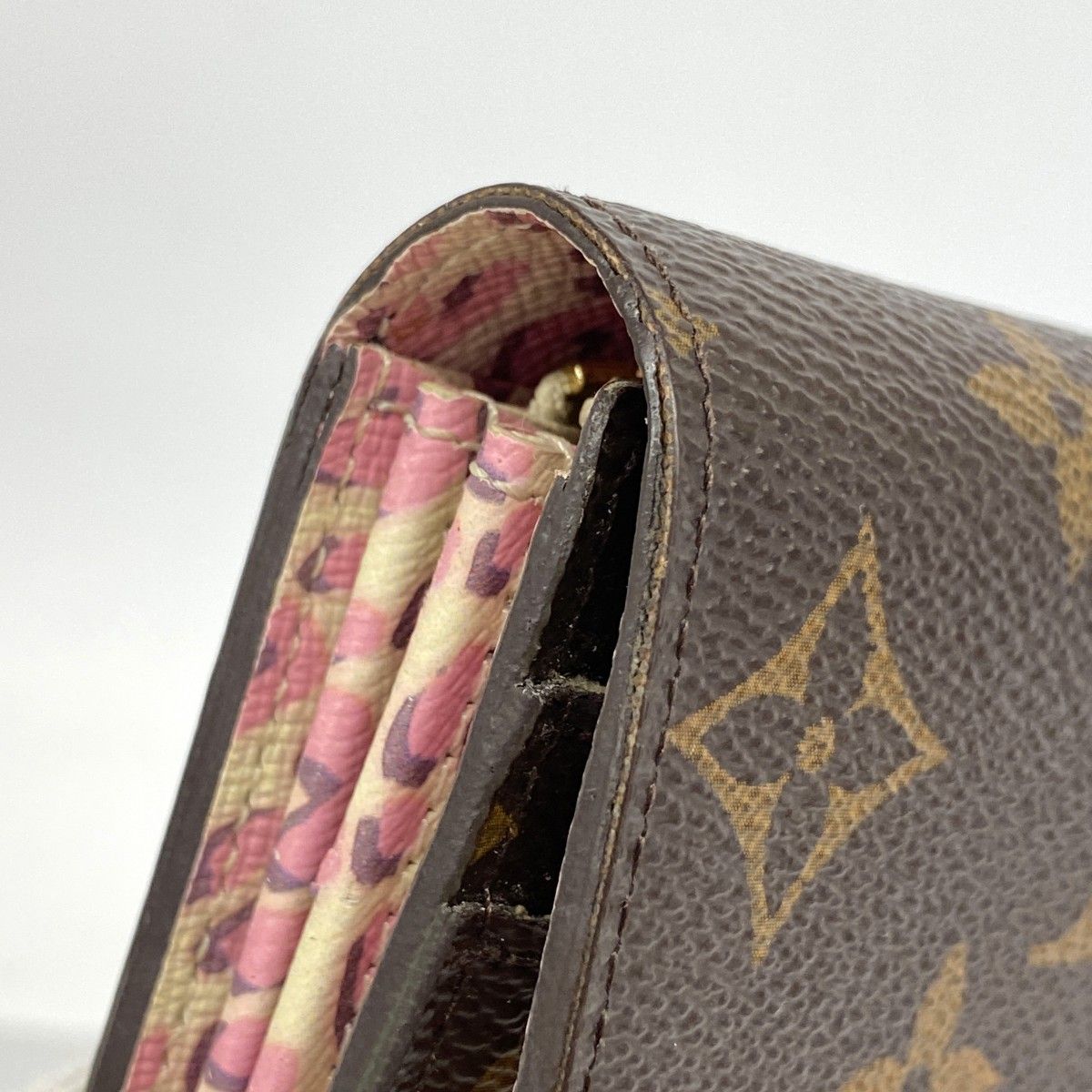 Louis Vuitton Wallet Monogram Leopard Collection Portefeuille Sarah Brown Pink — view 9