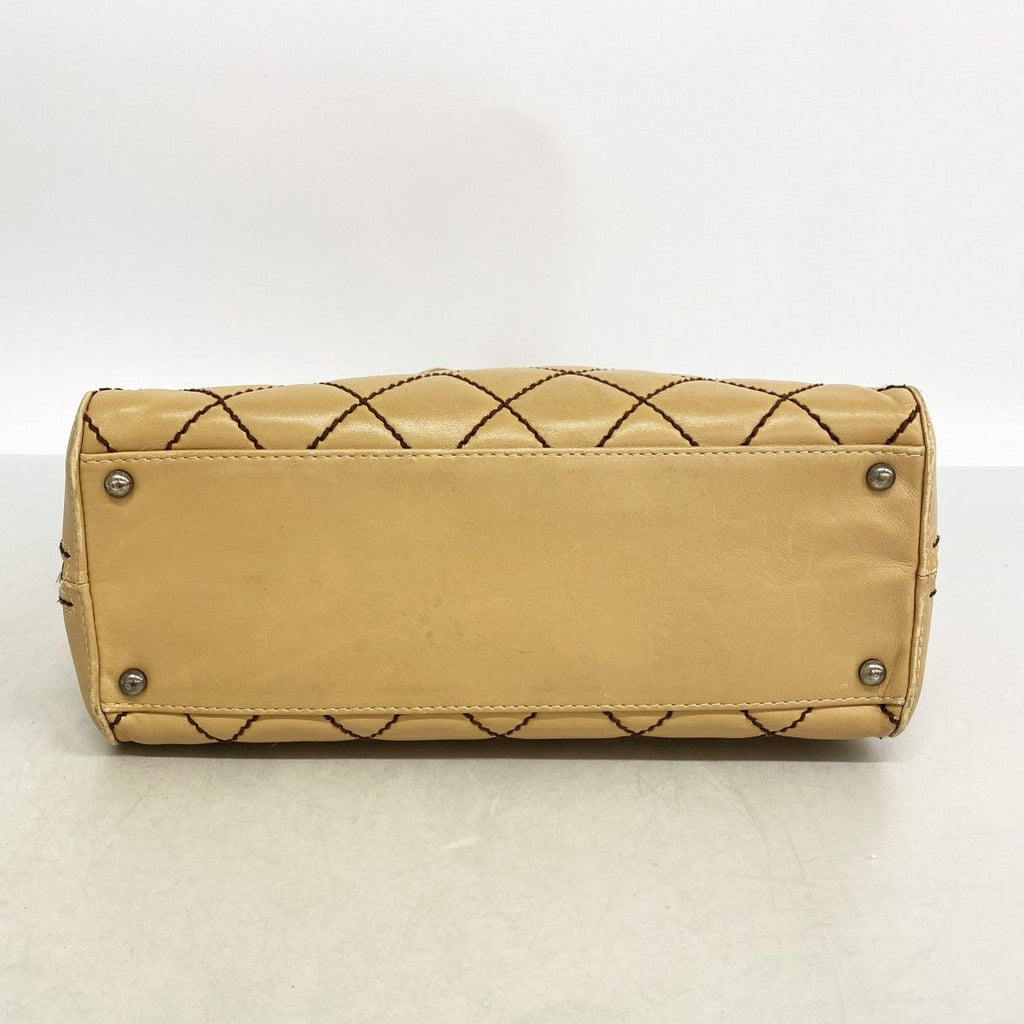 Chanel Handbag Wild Stitch Lambskin Beige Gold — view 3