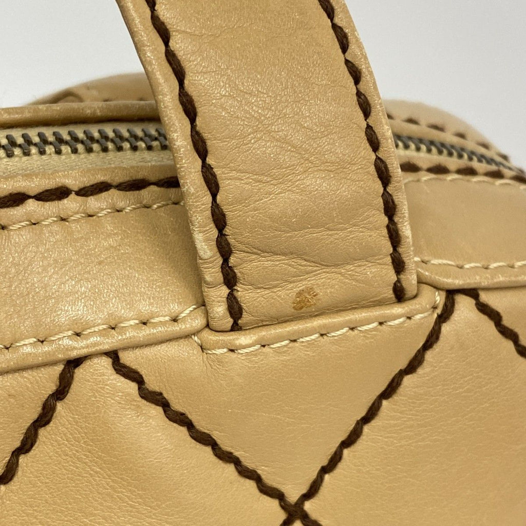 Chanel Handbag Wild Stitch Lambskin Beige Gold — view 7