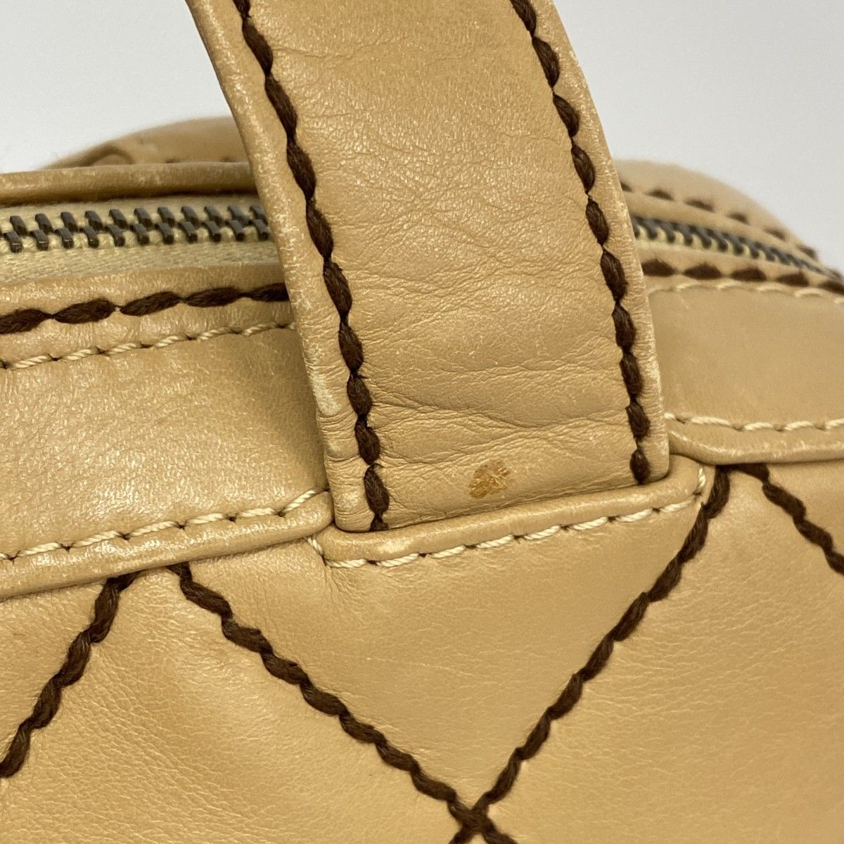 Chanel Handbag Wild Stitch Lambskin Beige Gold — view 7