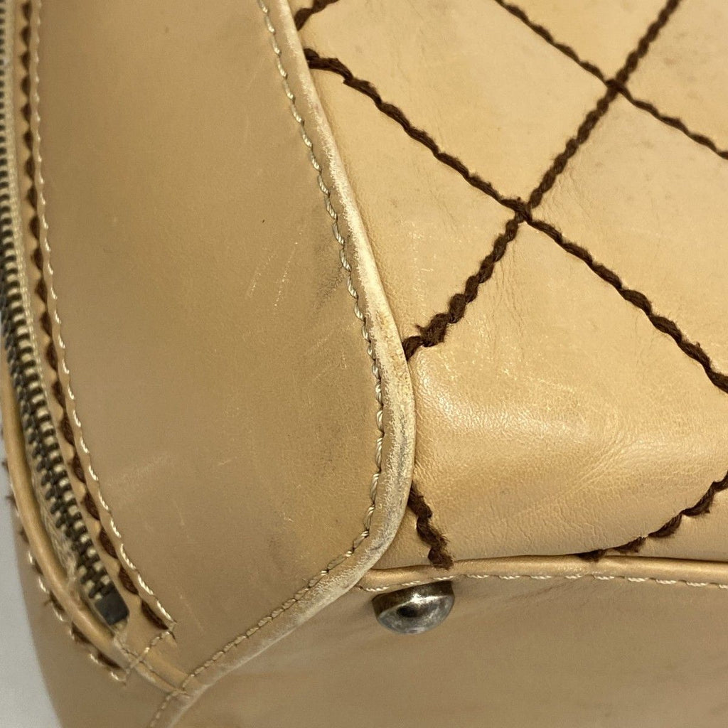 Chanel Handbag Wild Stitch Lambskin Beige Gold — view 6