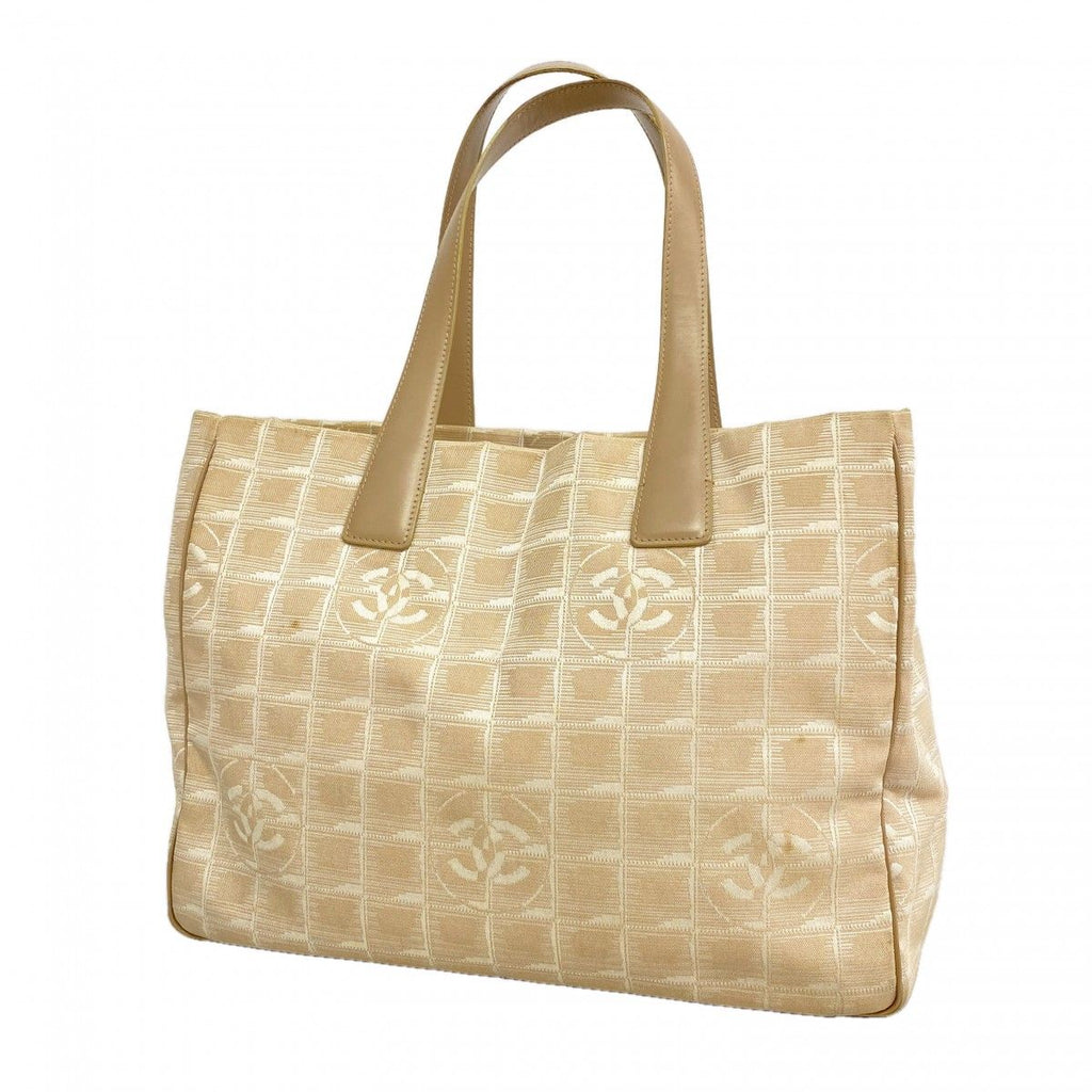 Chanel Tote New Travel Nylon Beige Silver Gold
