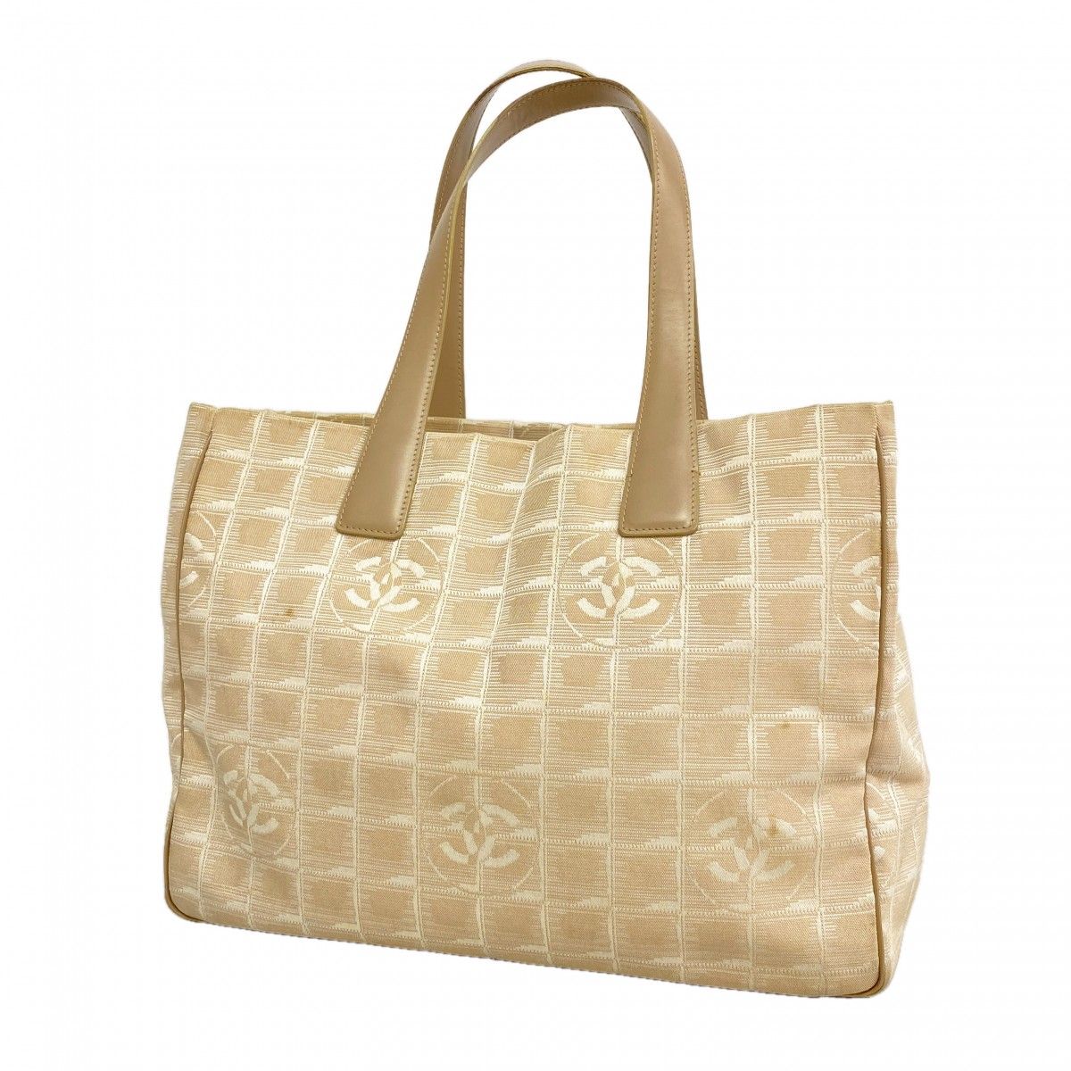 Chanel Tote New Travel Nylon Beige Silver Gold