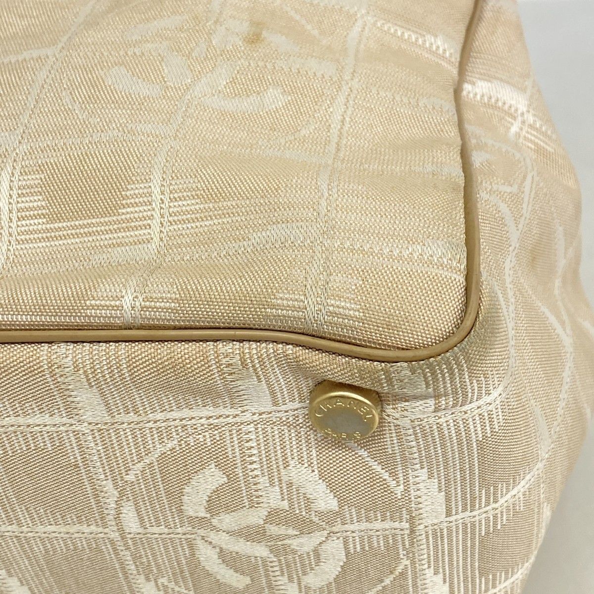 Chanel Tote New Travel Nylon Beige Silver Gold — view 8