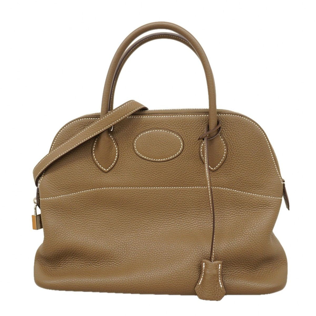 Hermes Handbag Bolide 31 Taurillon Clemence Etoupe Silver 2-Way