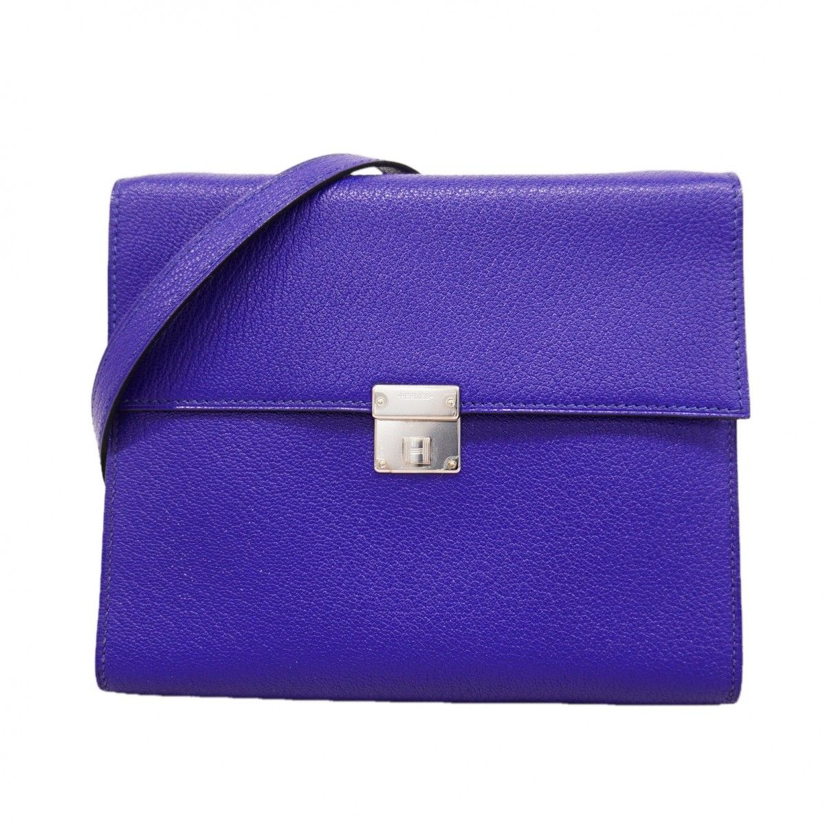 Hermes Shoulder Bag Click 16 Chevre Misor Blue Electric Silver