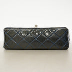 Chanel Shoulder Bag Mini Quilted Patent Leather Gray Blue Silver — view 3