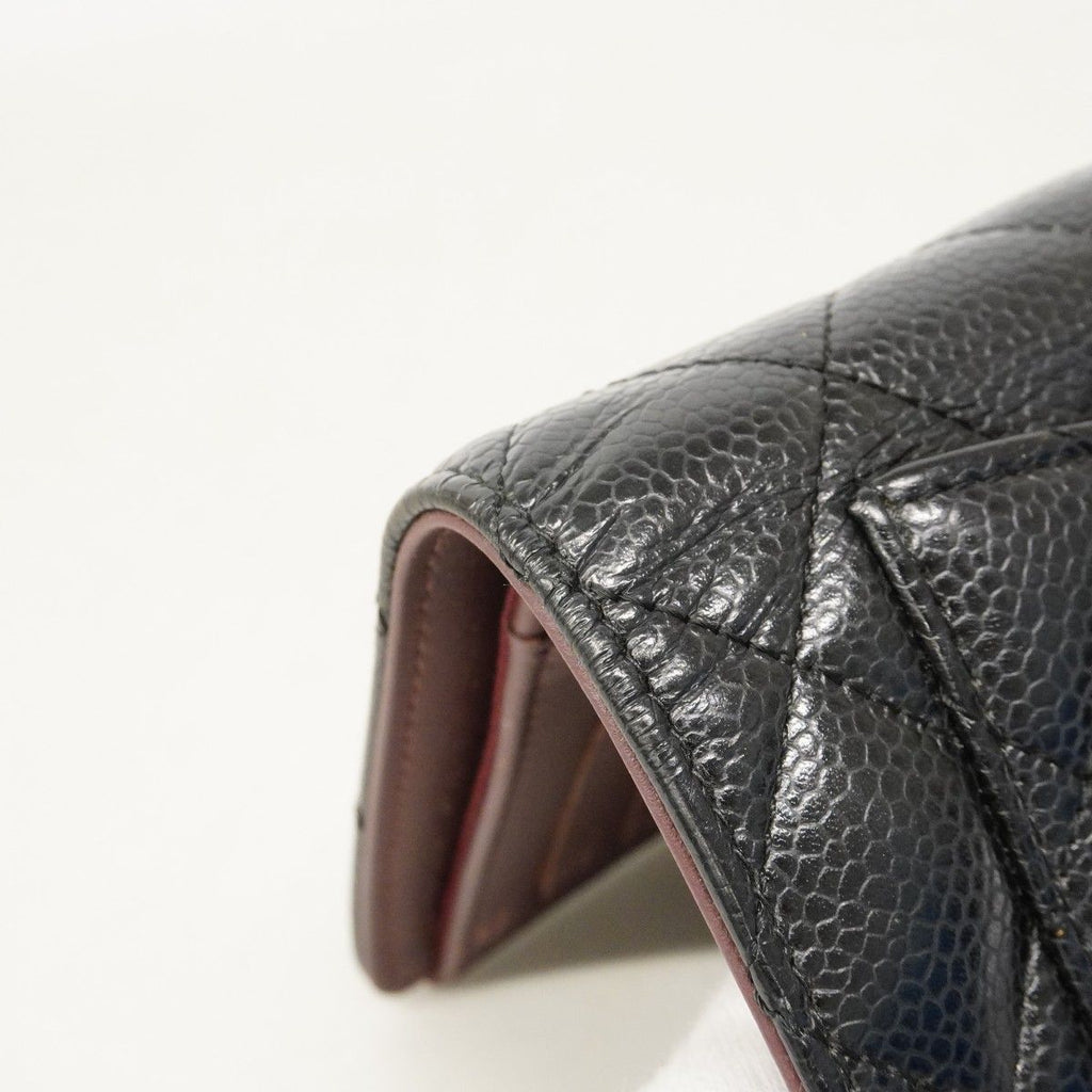 Chanel Wallet Quilted Caviar Leather Black Gold — view 6