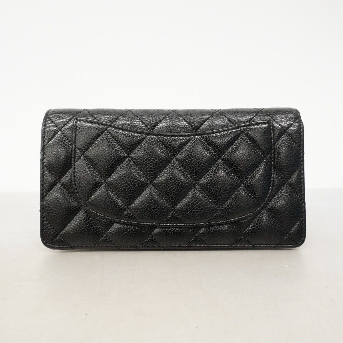 Chanel Wallet Quilted Caviar Leather Black Gold — view 7