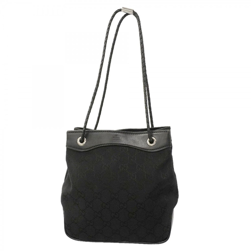Gucci Shoulder Bag GG Canvas Black Silver