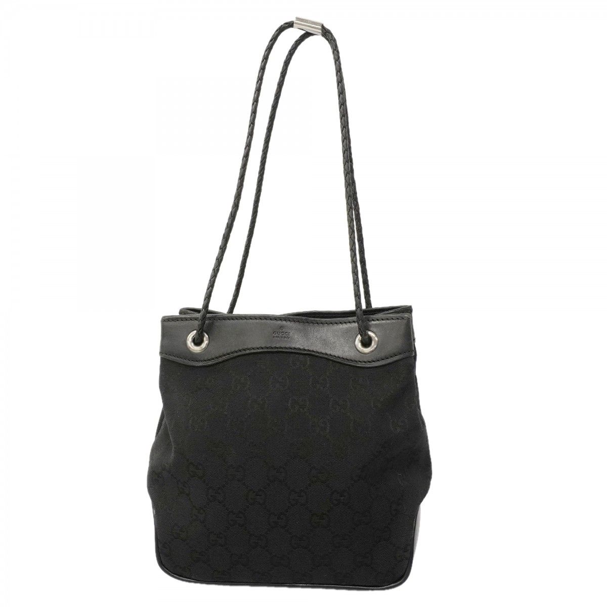 Gucci Shoulder Bag GG Canvas Black Silver