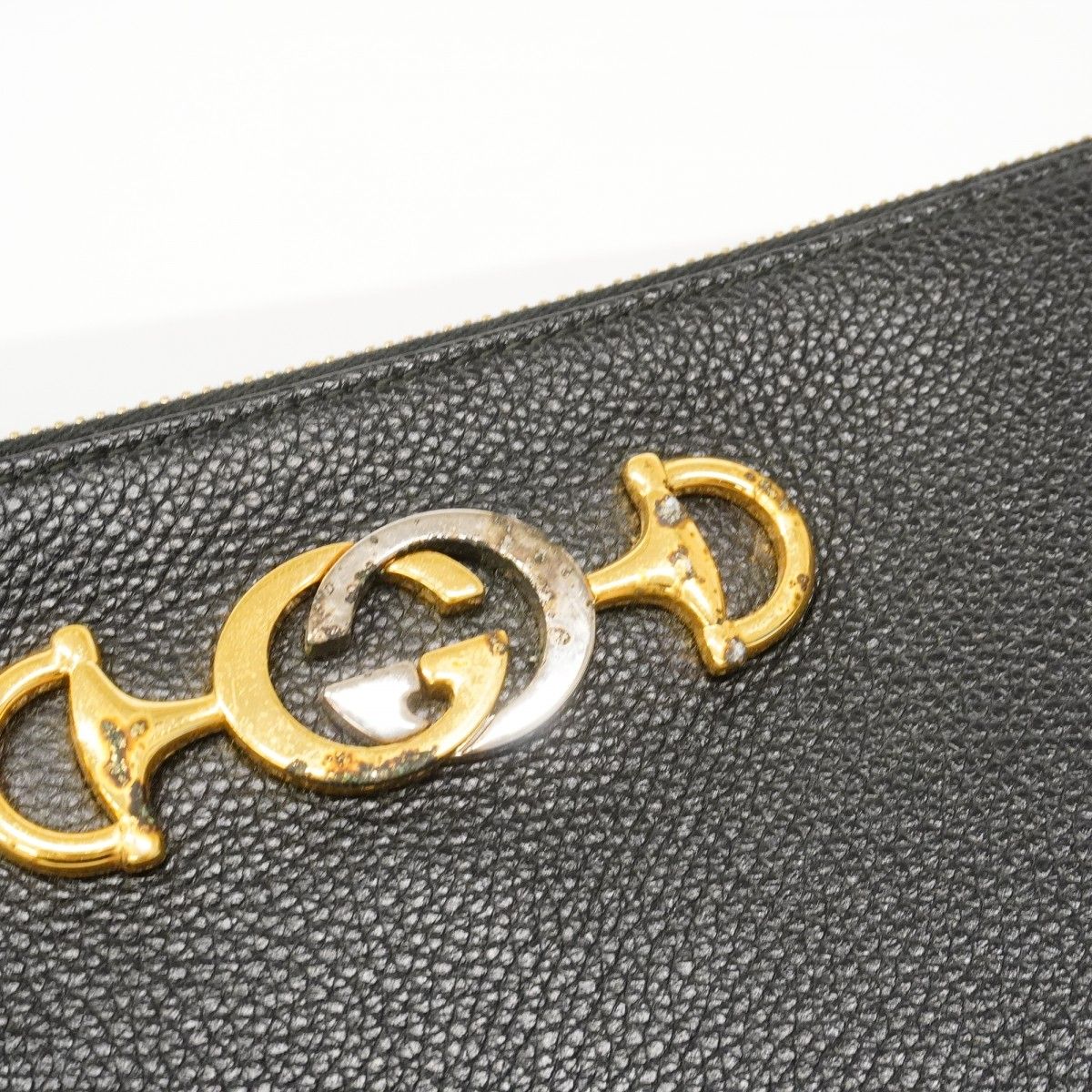 Gucci Clutch Zumi Leather Black Gold Silver — view 6