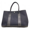 Hermes Tote Garden Party PM Toile Officier Black Silver