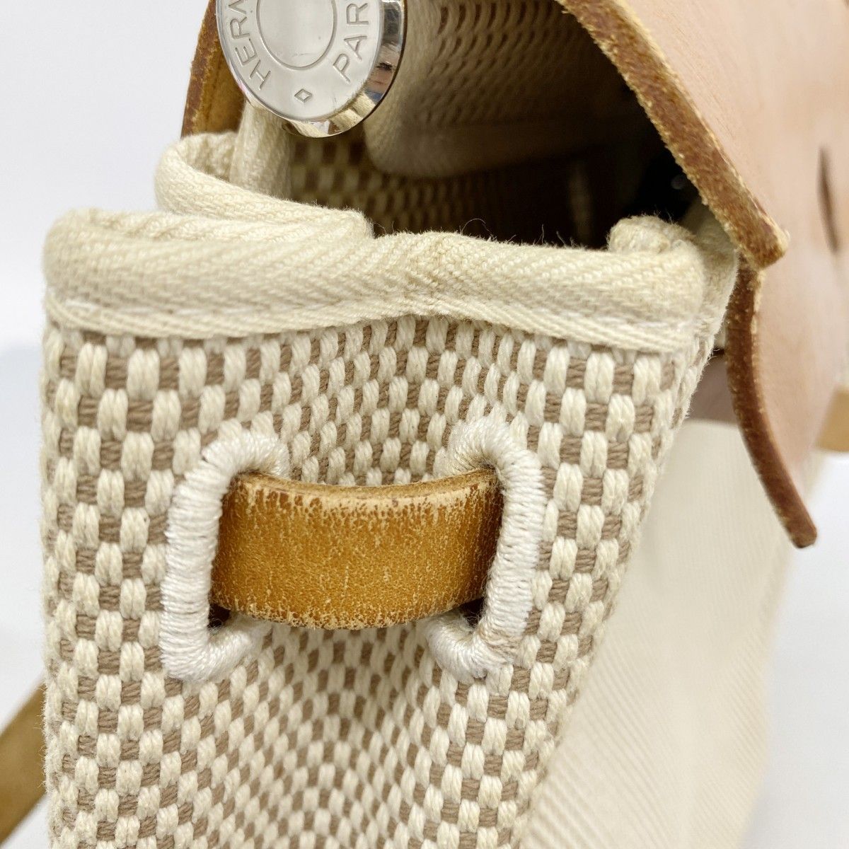 Hermes Backpack Herbag a Dos MM Toile GM Natural Silver — view 7