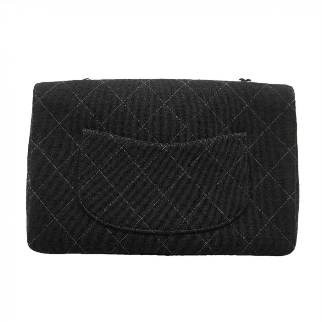 Chanel Shoulder Bag Quilted Cotton Black Silver — view 8