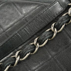 Chanel Shoulder Bag Quilted Leather Black Silver — view 8