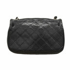 Chanel Shoulder Bag Quilted Leather Black Silver — view 9