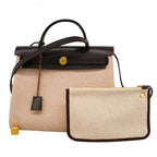 Hermes Handbag Herbag Zip PM Toile GM Brown Gold 2-Way