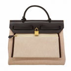 Hermes Handbag Herbag Zip PM Toile GM Brown Gold 2-Way — view 8