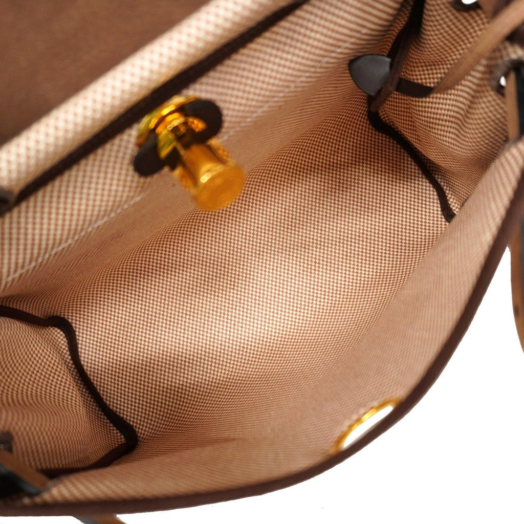 Hermes Handbag Herbag Zip PM Toile GM Brown Gold 2-Way — view 4