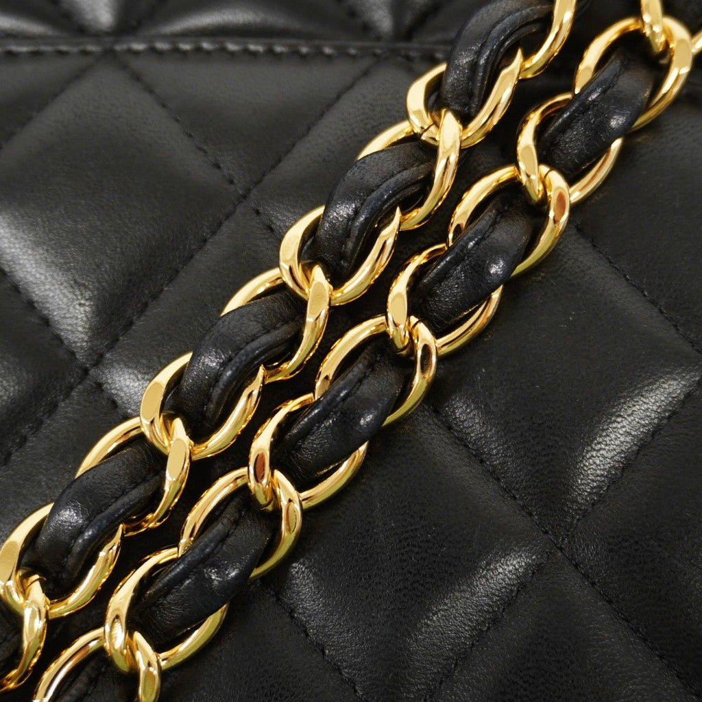 Chanel Shoulder Bag Deca Quilted Lambskin Black Gold — view 8