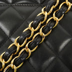 Chanel Shoulder Bag Deca Quilted Lambskin Black Gold — view 8