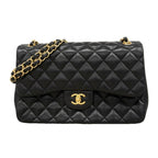 Chanel Shoulder Bag Deca Quilted Lambskin Black Gold