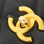 Chanel Shoulder Bag Quilted Lambskin Black Gold — view 9