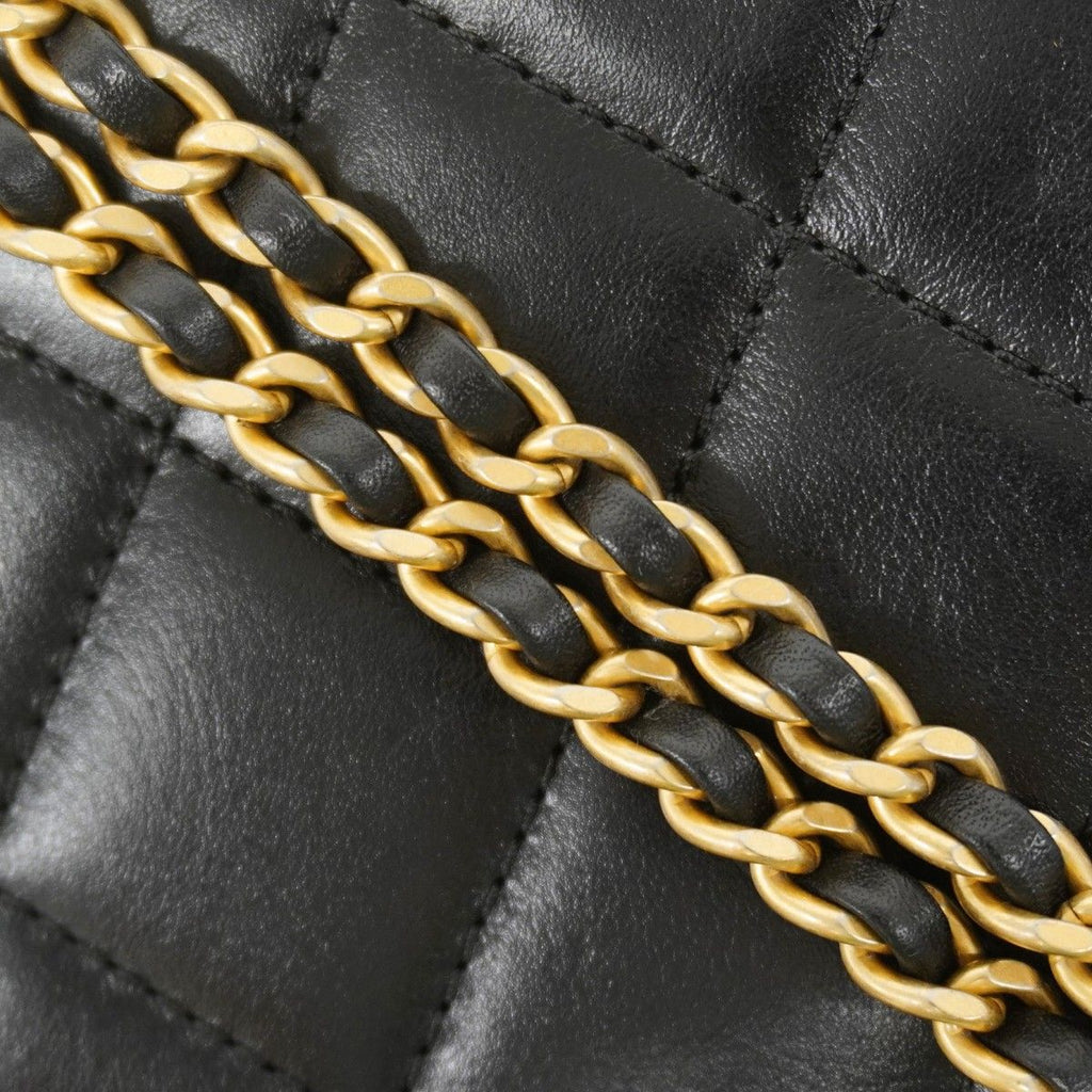 Chanel Shoulder Bag Quilted Lambskin Black Gold — view 8