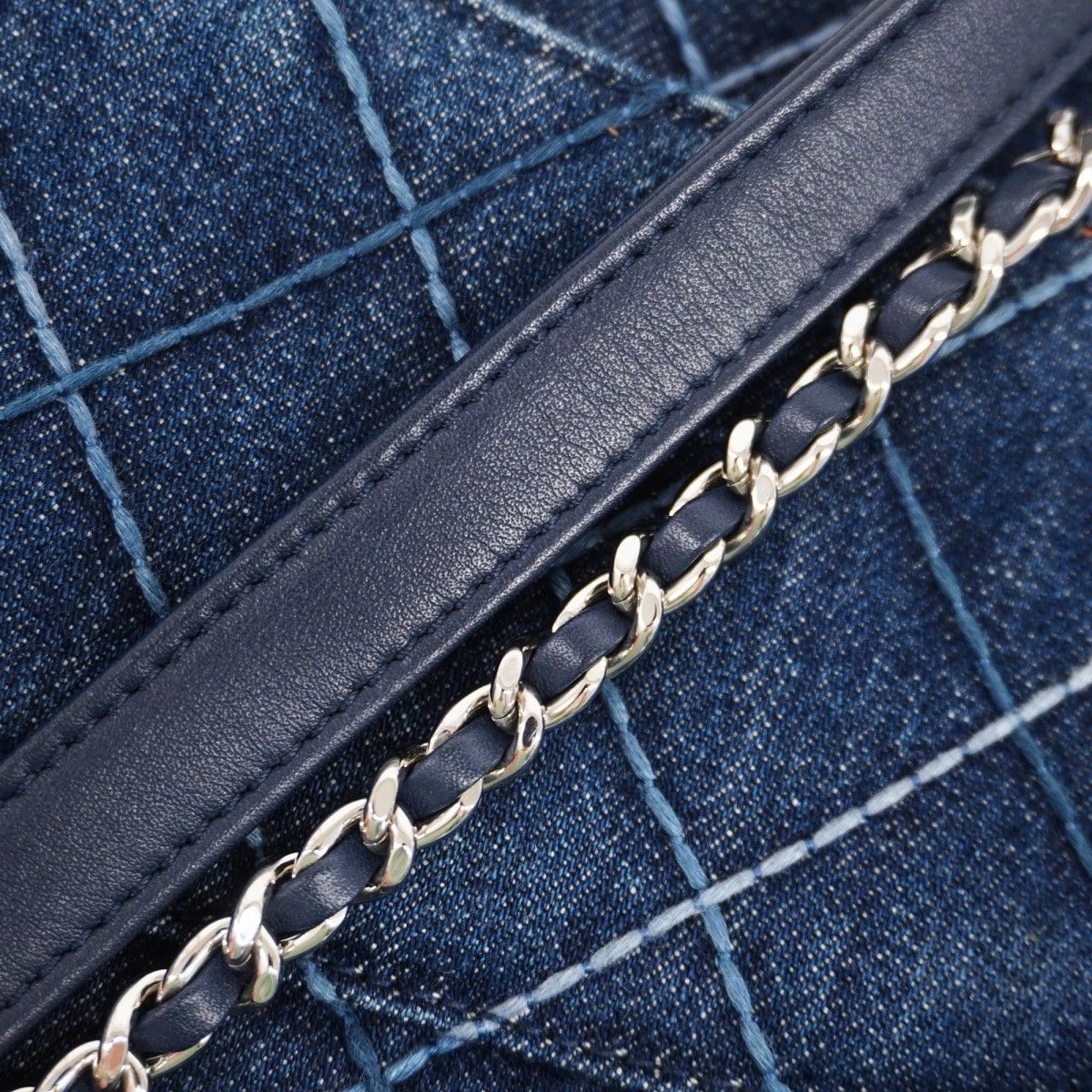Chanel Handbag Coco Handle Denim Navy Silver 2-Way — view 9