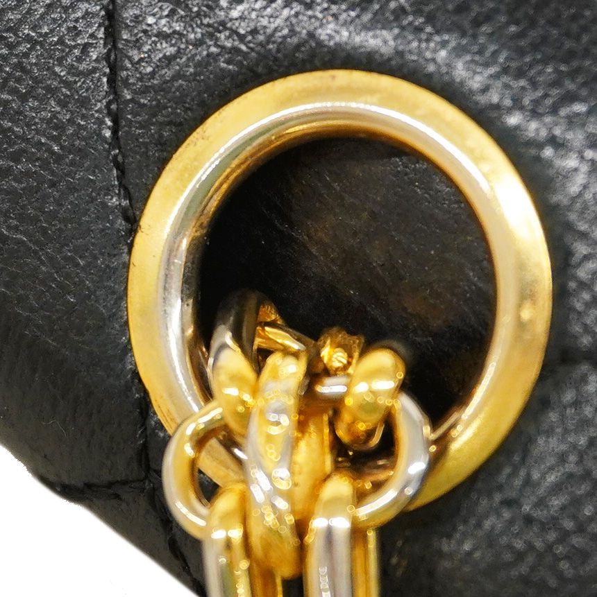 Chanel Shoulder Bag Quilted Lambskin Black Gold — view 9