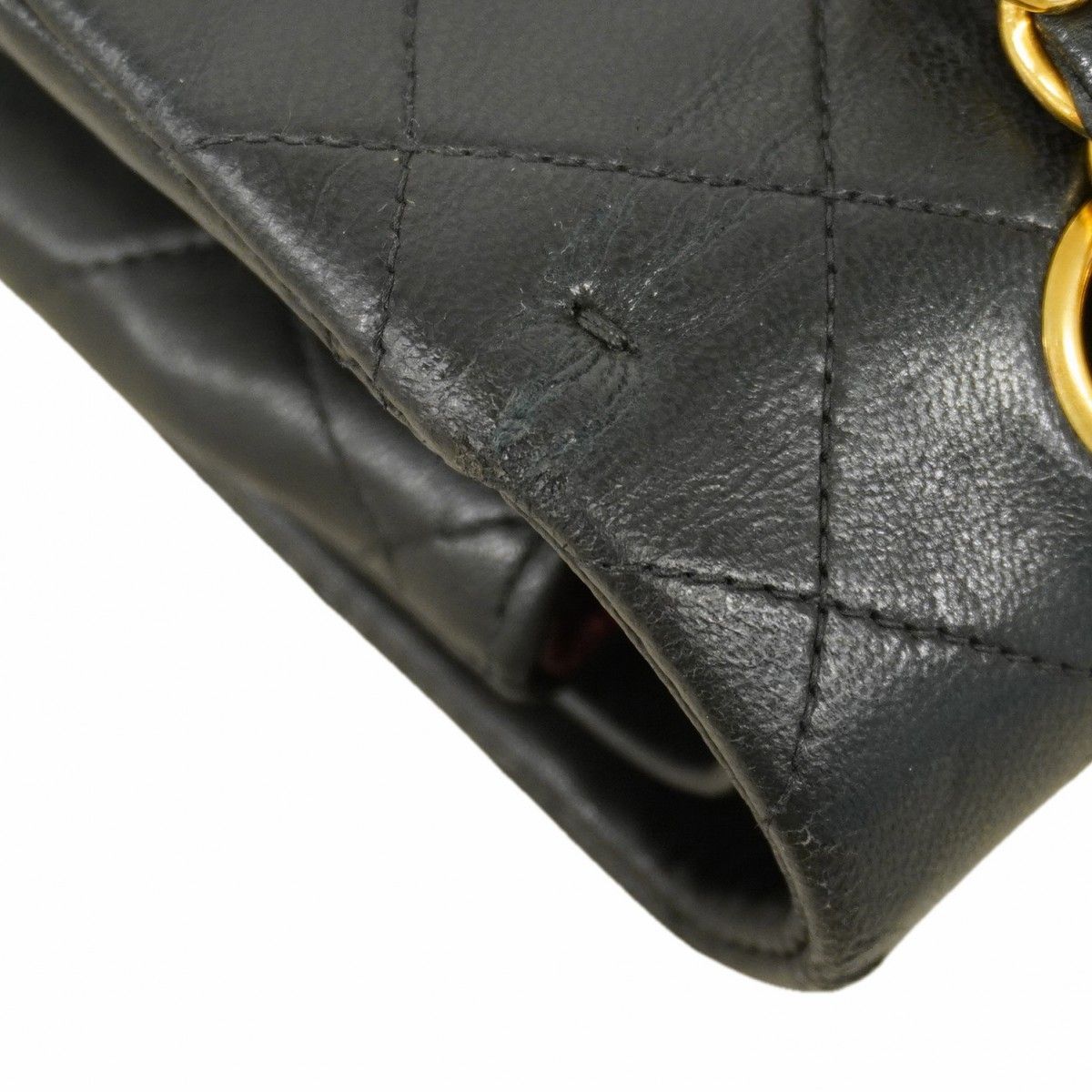 Chanel Shoulder Bag Quilted Lambskin Black Gold — view 9