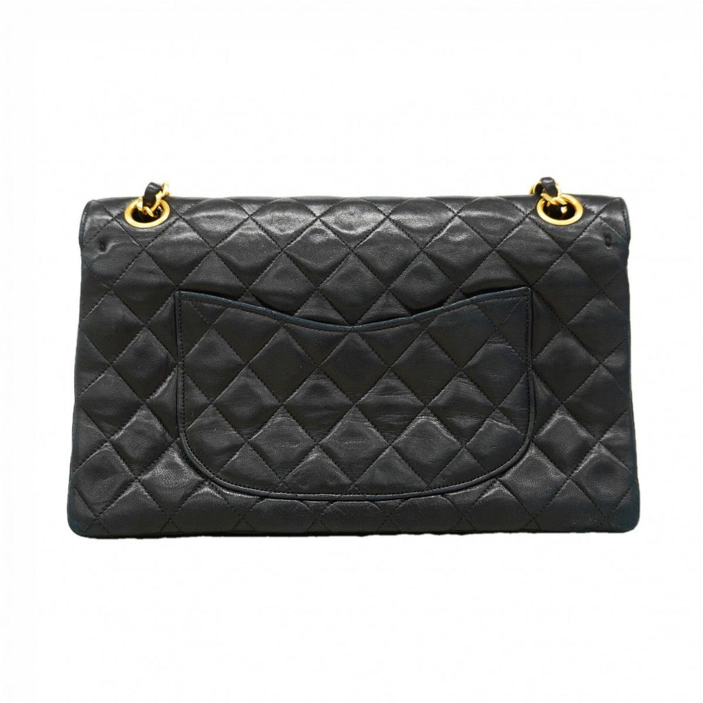 Chanel Shoulder Bag Quilted Lambskin Black Gold — view 9