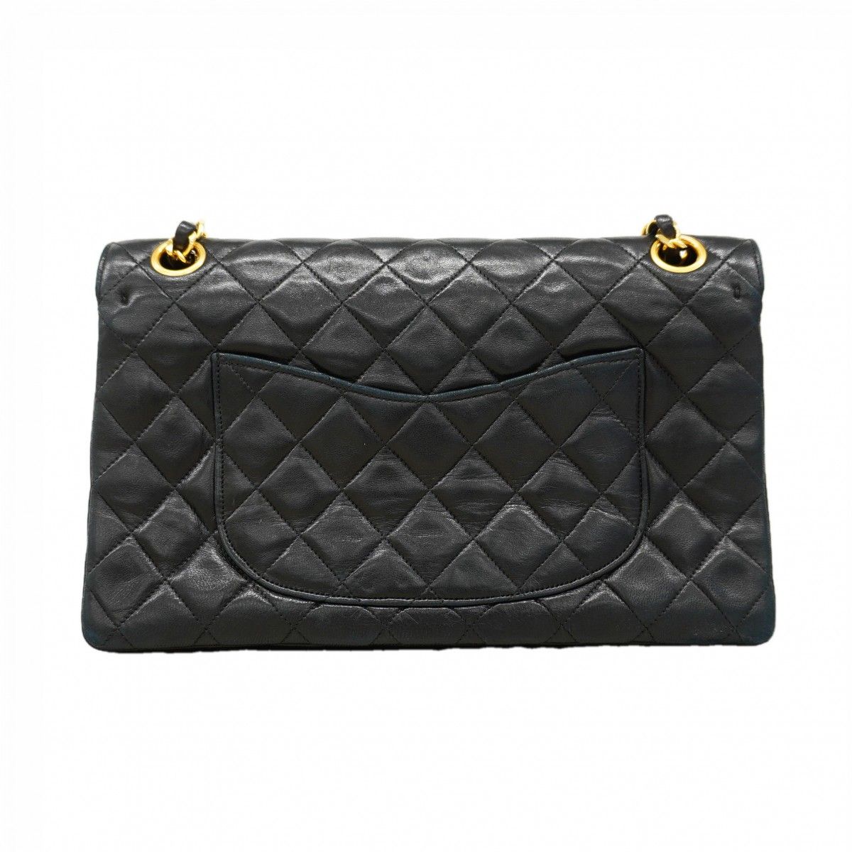 Chanel Shoulder Bag Quilted Lambskin Black Gold — view 9