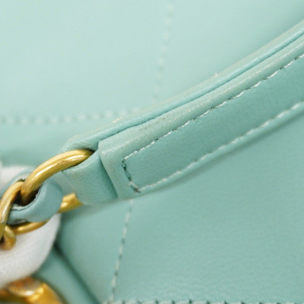 Chanel Handbag Quilted Top Handle Lambskin Light Blue Gold 2-Way — view 9