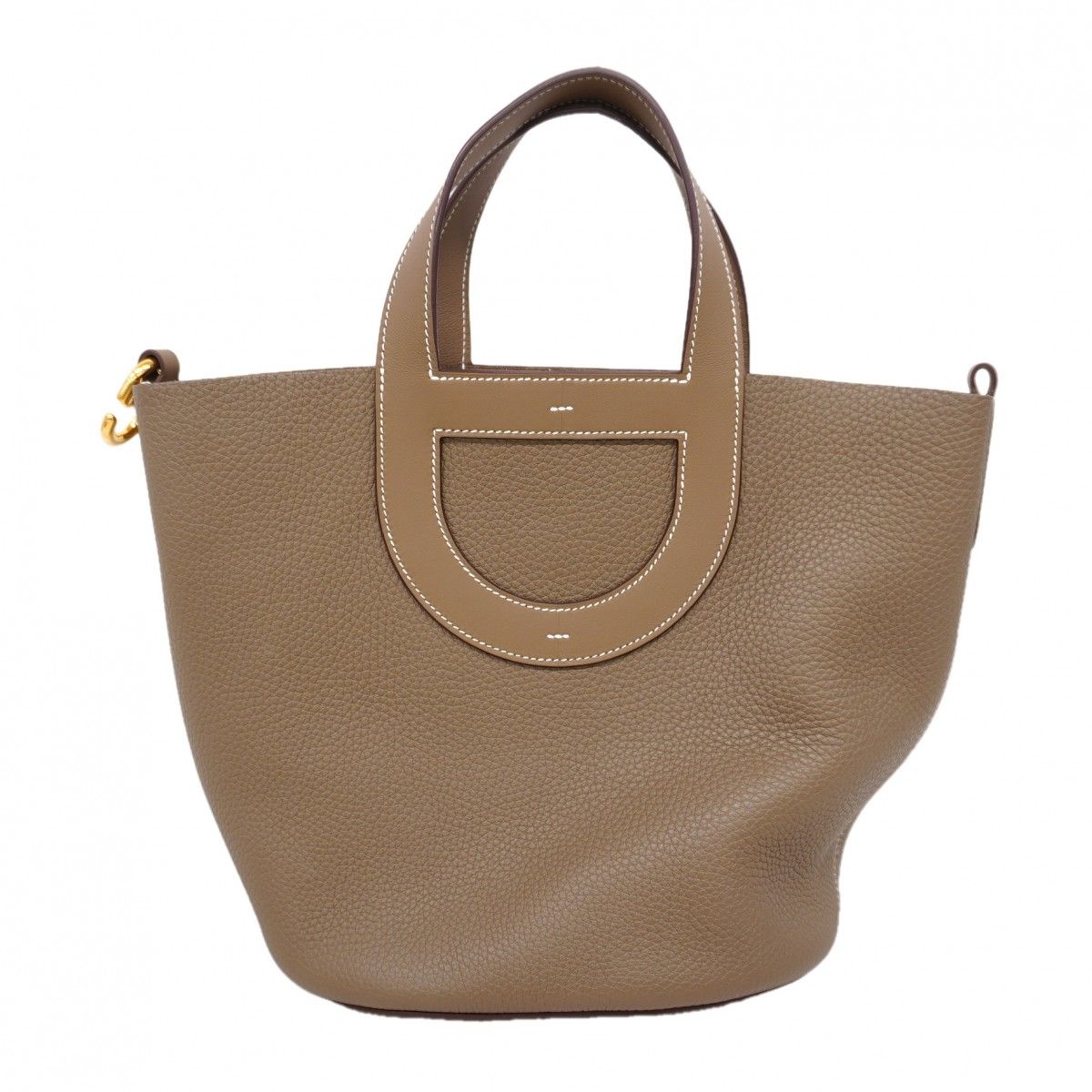 Hermes Handbag in the Loop 23 Taurillon Clemence Etoupe Gold — view 7