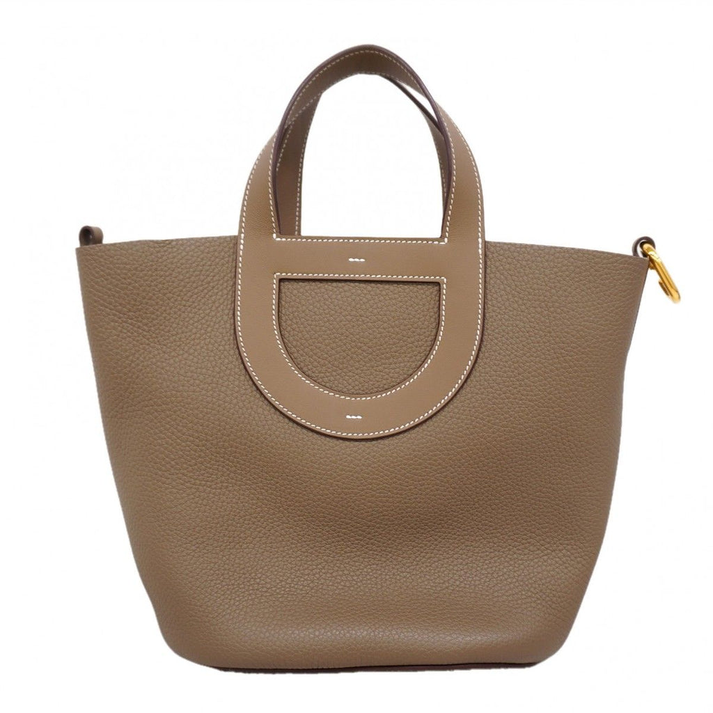 Hermes Handbag in the Loop 23 Taurillon Clemence Etoupe Gold