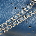 Chanel Shoulder Bag Caviar Leather Blue Silver — view 7