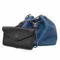 Chanel Shoulder Bag Caviar Leather Blue Silver