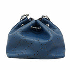 Chanel Shoulder Bag Caviar Leather Blue Silver — view 9