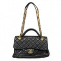 Chanel Handbag Quilted Lambskin Black Gold 2-Way